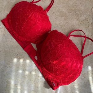 Pink red  push up bra